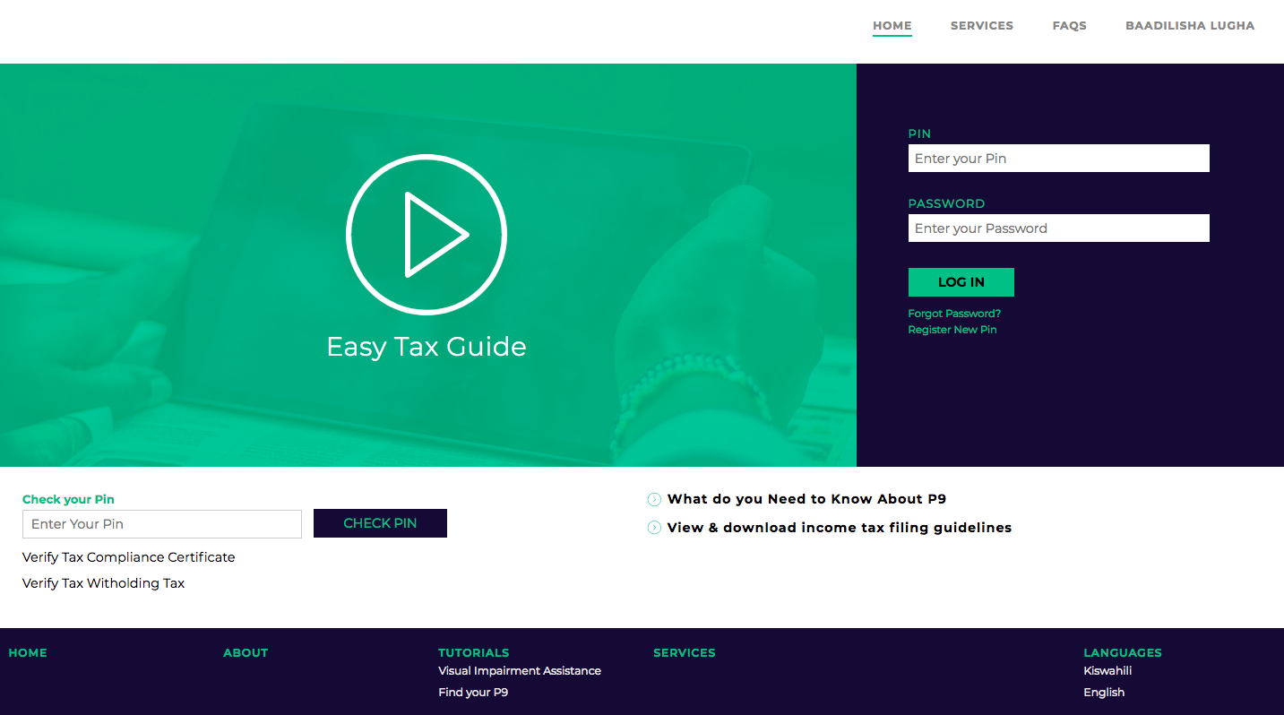 The landing page we envisioned. The name Easy Tax was used so as not to confuse people filing their taxes on iTax